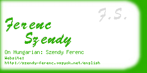 ferenc szendy business card